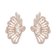 Garrard 'Fanfare' 18 Karat Rose Gold White Diamond Mother of Pearl Ear Climbers
