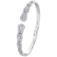 Garrard 'Fanfare' 18 Karat White Gold Bangle Diamonds White Mother of Pearl