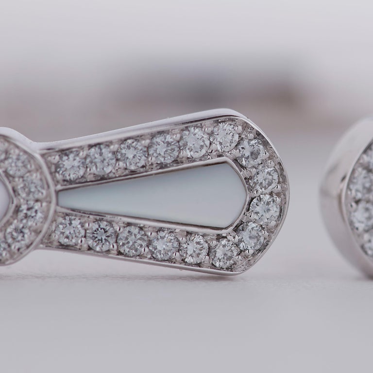 Garrard #39 Fanfare #39 18 Karat White Gold Bangle Diamonds White Mother of