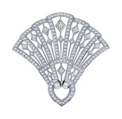 Garrard Wedding 'Fanfare' 18 Karat White Gold Brooch, Round & Square Diamond