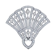 Garrard Wedding 'Fanfare' 18 Karat White Gold Brooch, Round & Square Diamond 