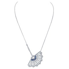 Garrard 'Fanfare' 18 Karat White Gold Diamond and Blue Sapphire Pendant