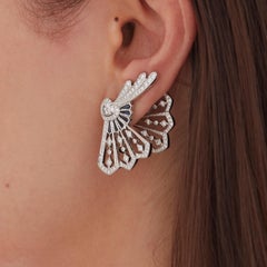 Garrard 'Fanfare' White Diamond and Calibre Cut Blue Sapphire Earring Climbers