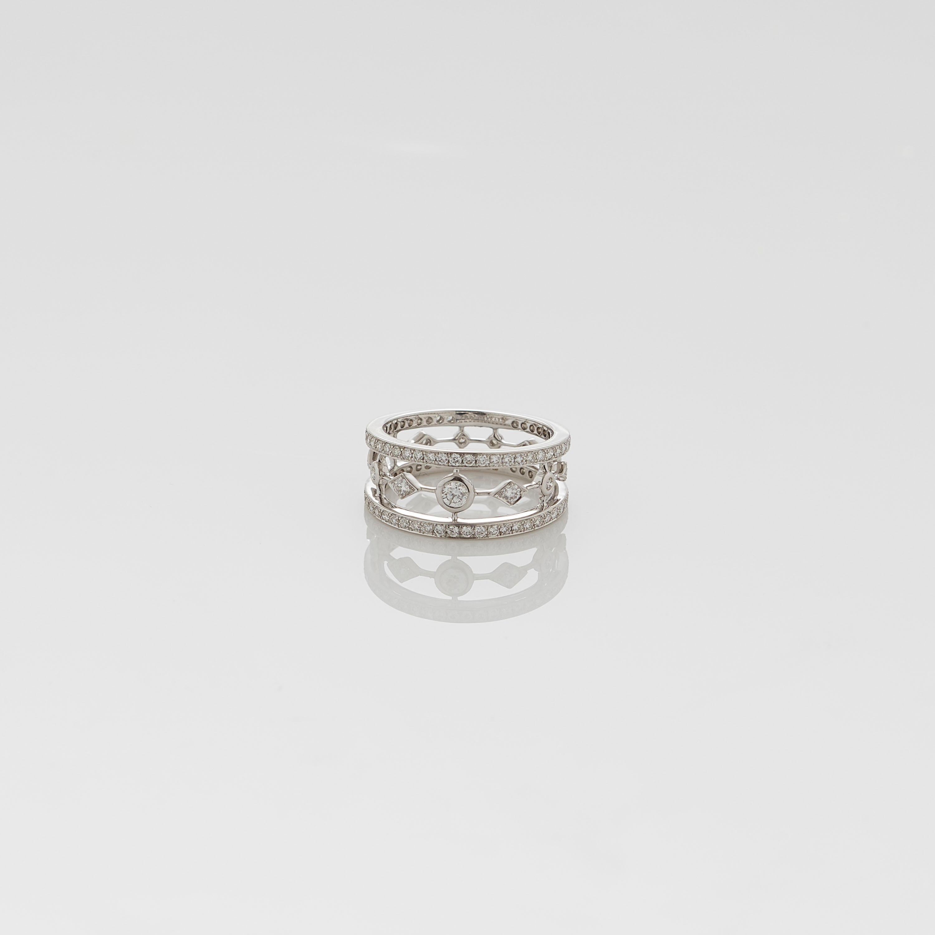 Garrard 'Fanfare' 18 Karat White and Gold White Diamond Ring For Sale 5