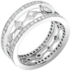 Garrard 'Fanfare' 18 Karat White and Gold White Diamond Ring