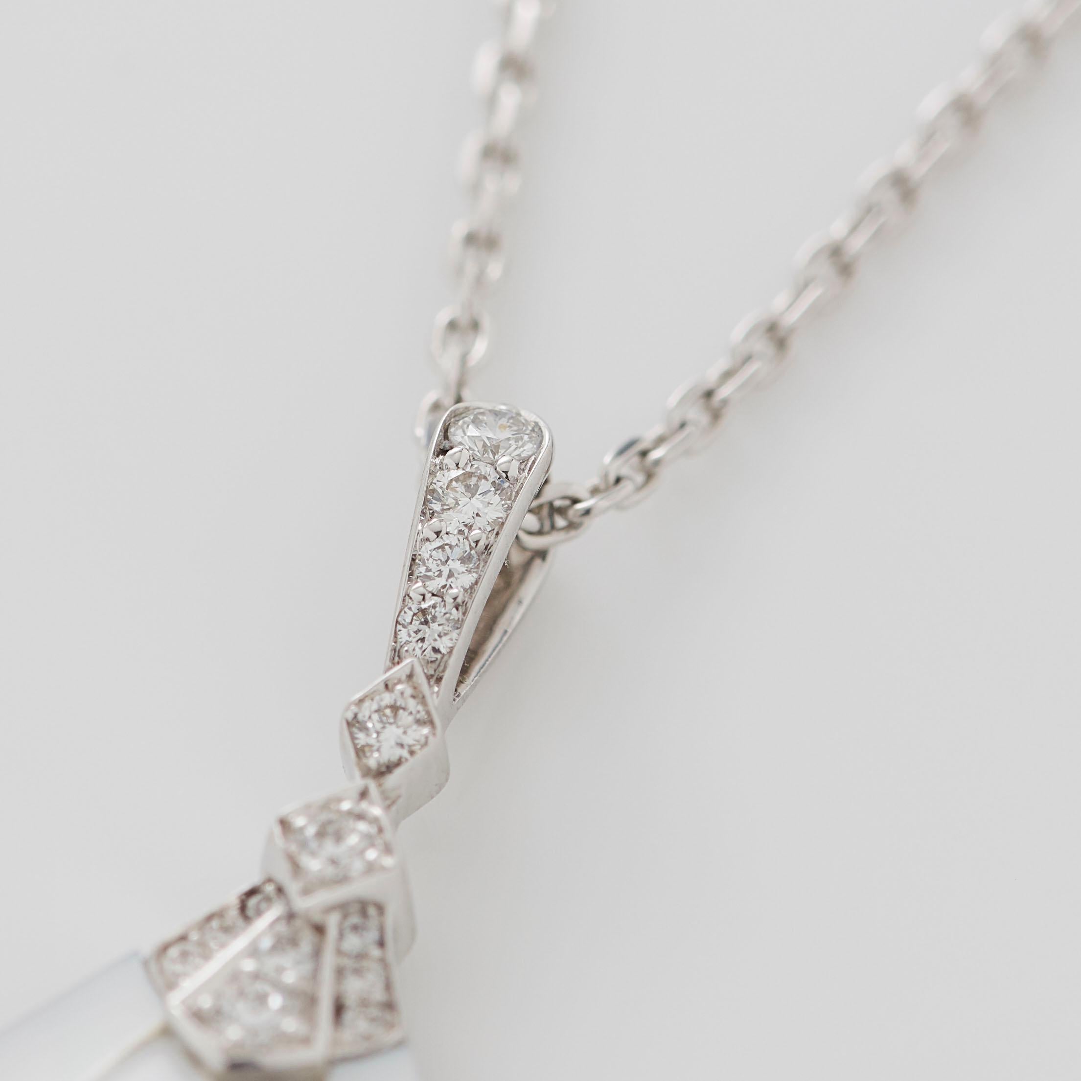 Women's or Men's Garrard 'Fanfare' 18 Karat White Gold White Diamond Mother of Pearl Pendant