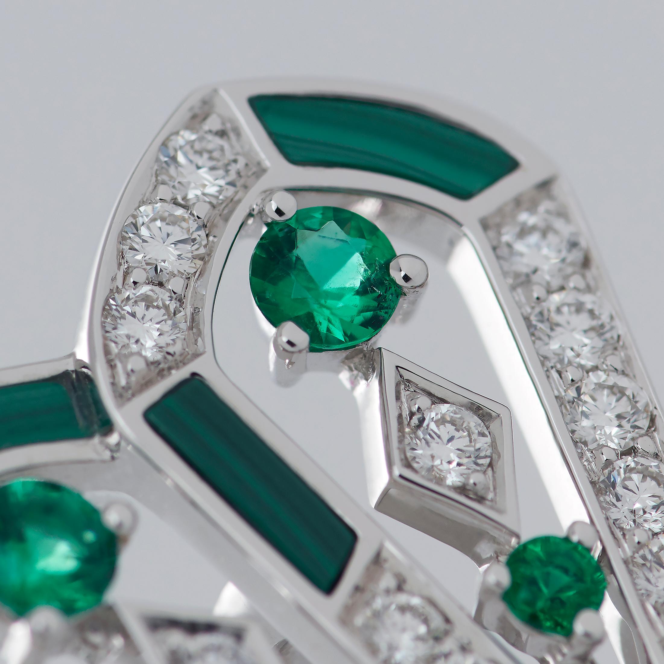 Garrard 'Fanfare Symphony' White Gold Diamond Emerald Malachite Earrings For Sale 2