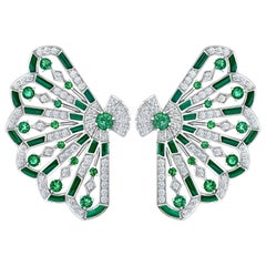 Garrard 'Fanfare Symphony' White Gold Diamond Emerald Malachite Earrings