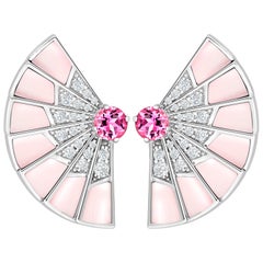Garrard 'Fanfare Symphony' White Gold Diamond Pink Tourmaline Pink Opal Earrings