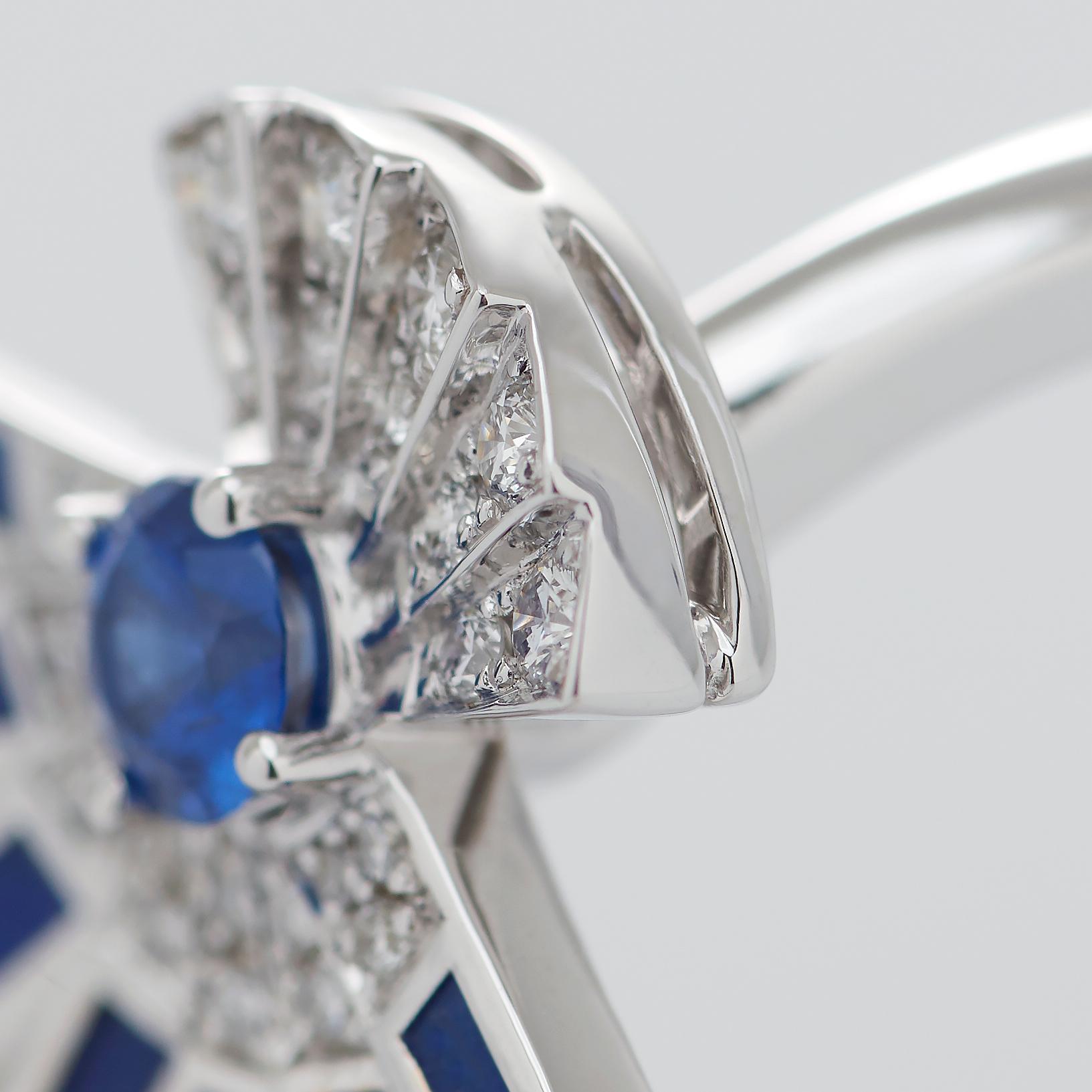Round Cut Garrard 'Fanfare Symphony' White Gold Diamond Sapphire and Lapis Lazuli Ring For Sale