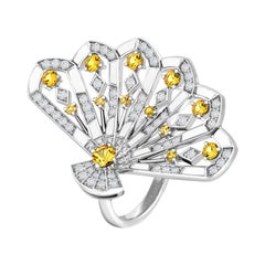 Garrard 'Fanfare Symphony' White Gold Diamond Sapphire and White Agate Ring