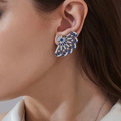 Garrard 'Fanfare Symphony' White Gold Diamond Sapphire Lapis Lazuli Earrings