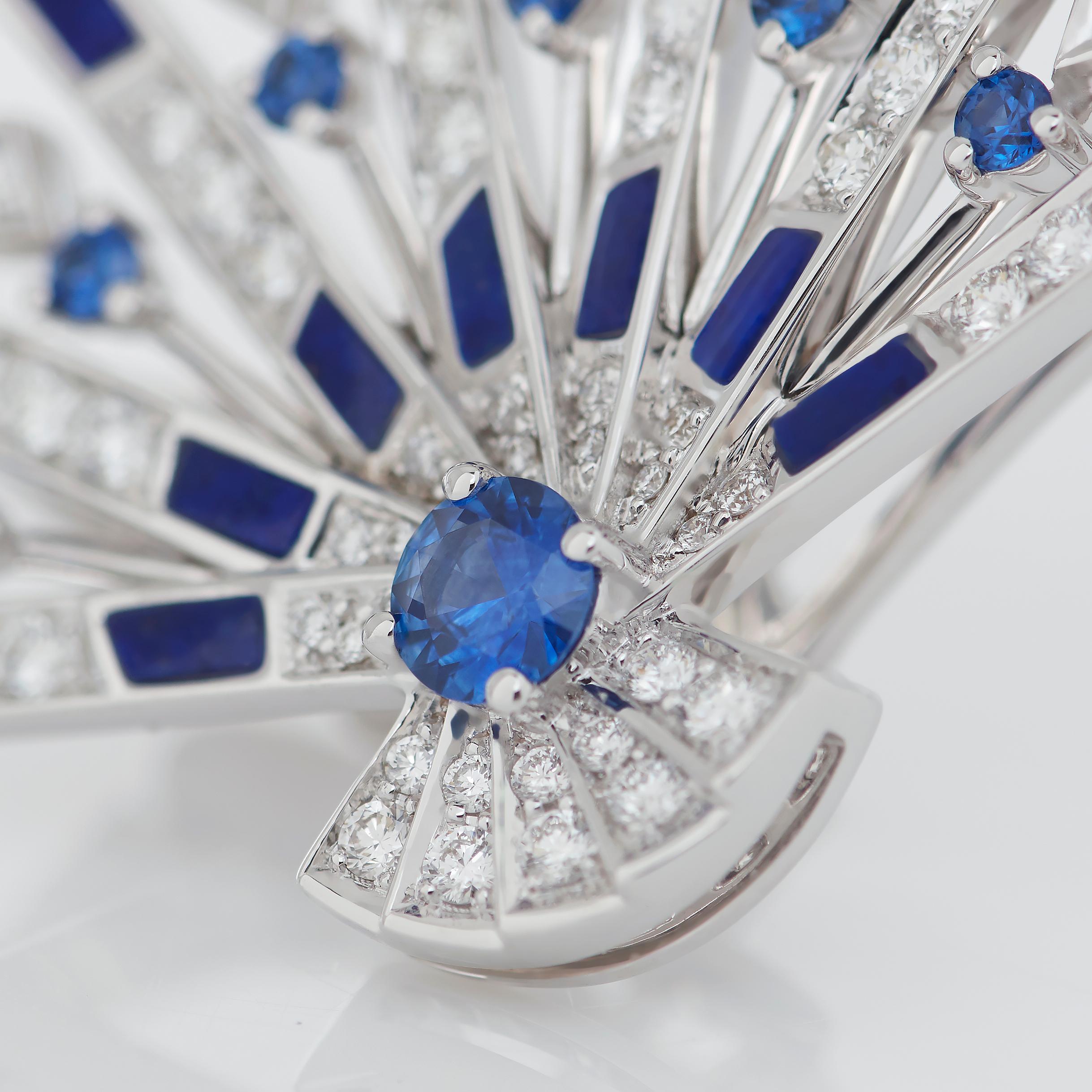 Garrard 'Fanfare Symphony' White Gold Diamond Sapphire Lapis Lazuli Earrings In New Condition For Sale In London, London
