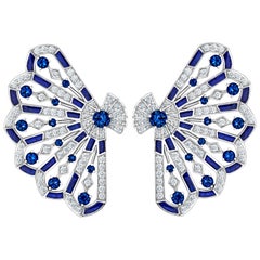 Garrard 'Fanfare Symphony' White Gold Diamond Sapphire Lapis Lazuli Earrings