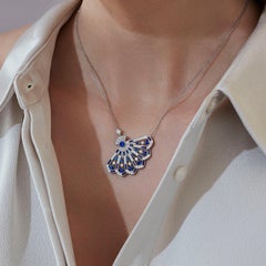 Garrard 'Fanfare Symphony' White Gold Diamond Sapphire Lapis Lazuli Pendant