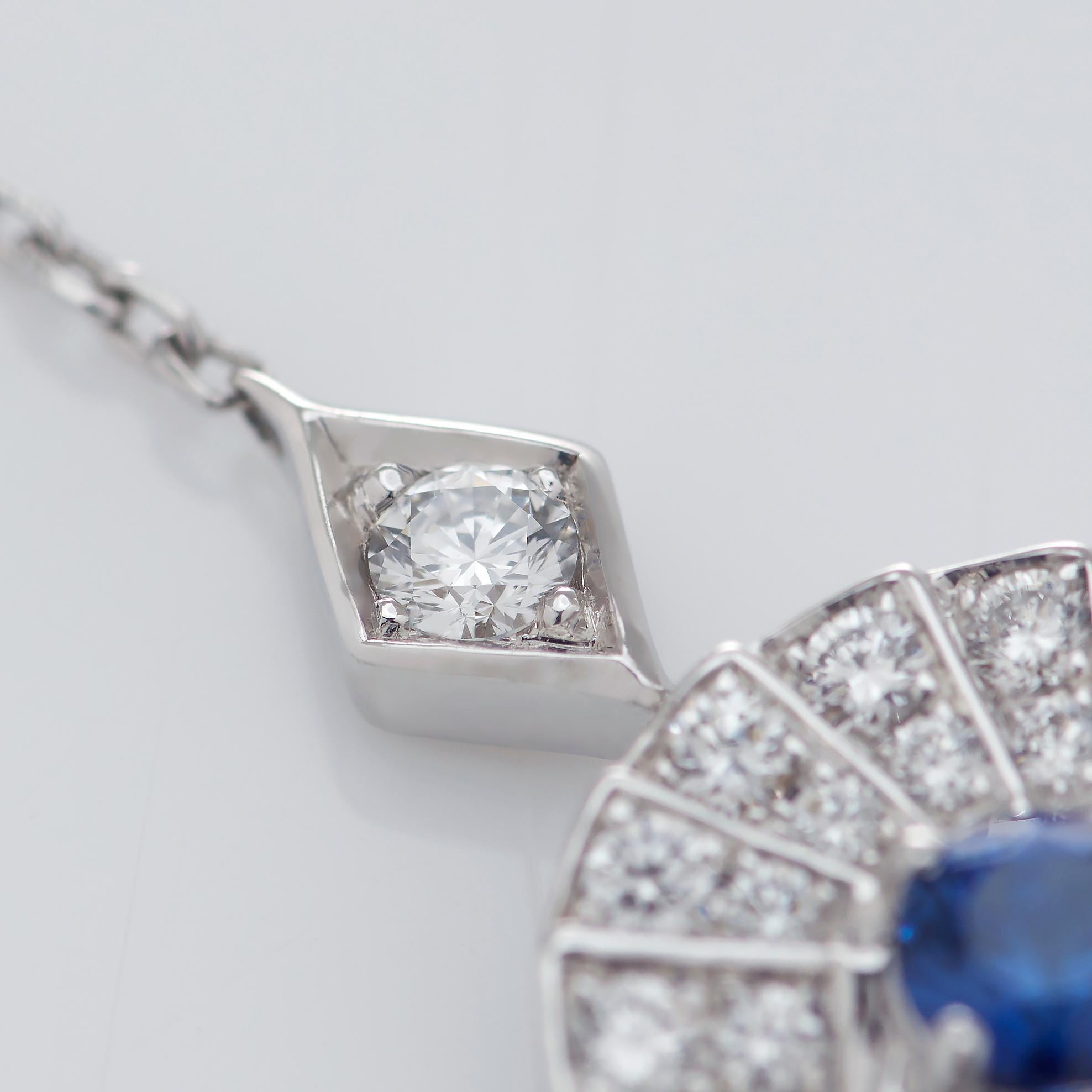 Round Cut Garrard 'Fanfare Symphony' White Gold Diamond Sapphire Lapis Lazuli Pendant For Sale