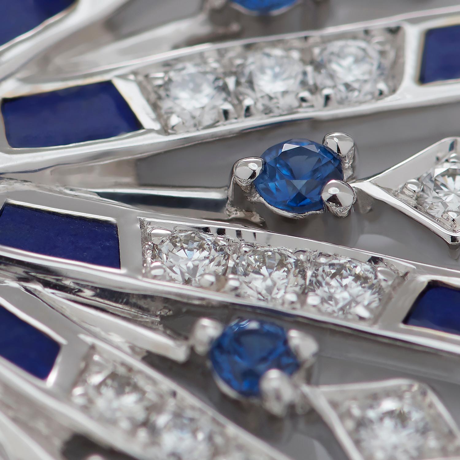 Garrard 'Fanfare Symphony' White Gold Diamond Sapphire Lapis Lazuli Pendant For Sale 1