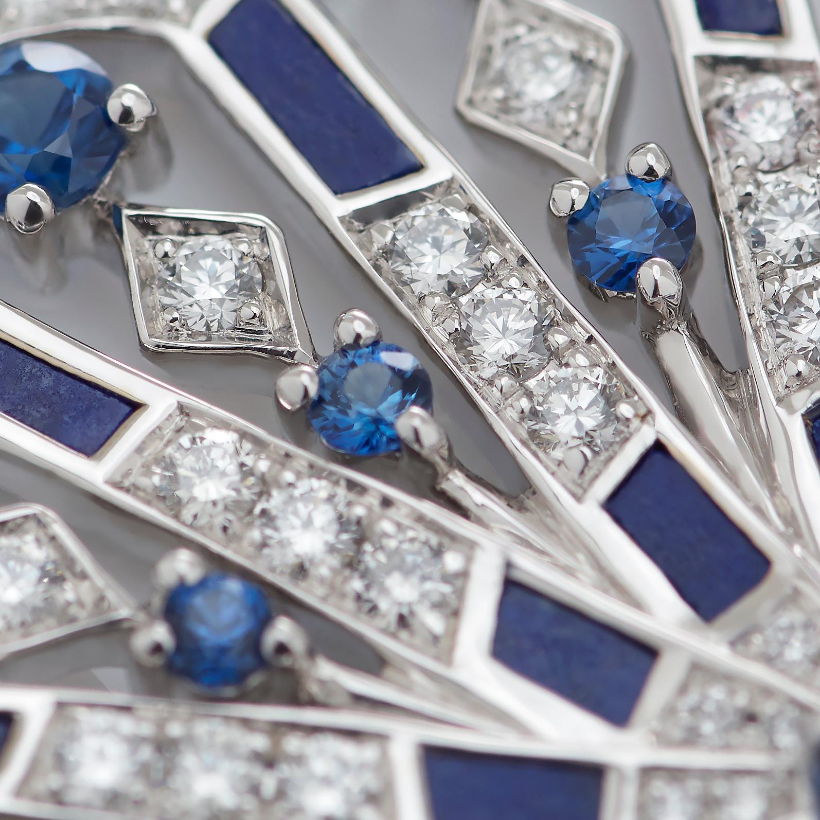 Garrard 'Fanfare Symphony' White Gold Diamond Sapphire Lapis Lazuli Pendant For Sale 3