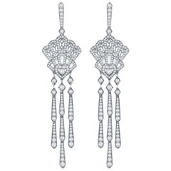 Garrard Bridal Fanfare White Gold Chandelier Earrings Diamond Mother of Pearl 