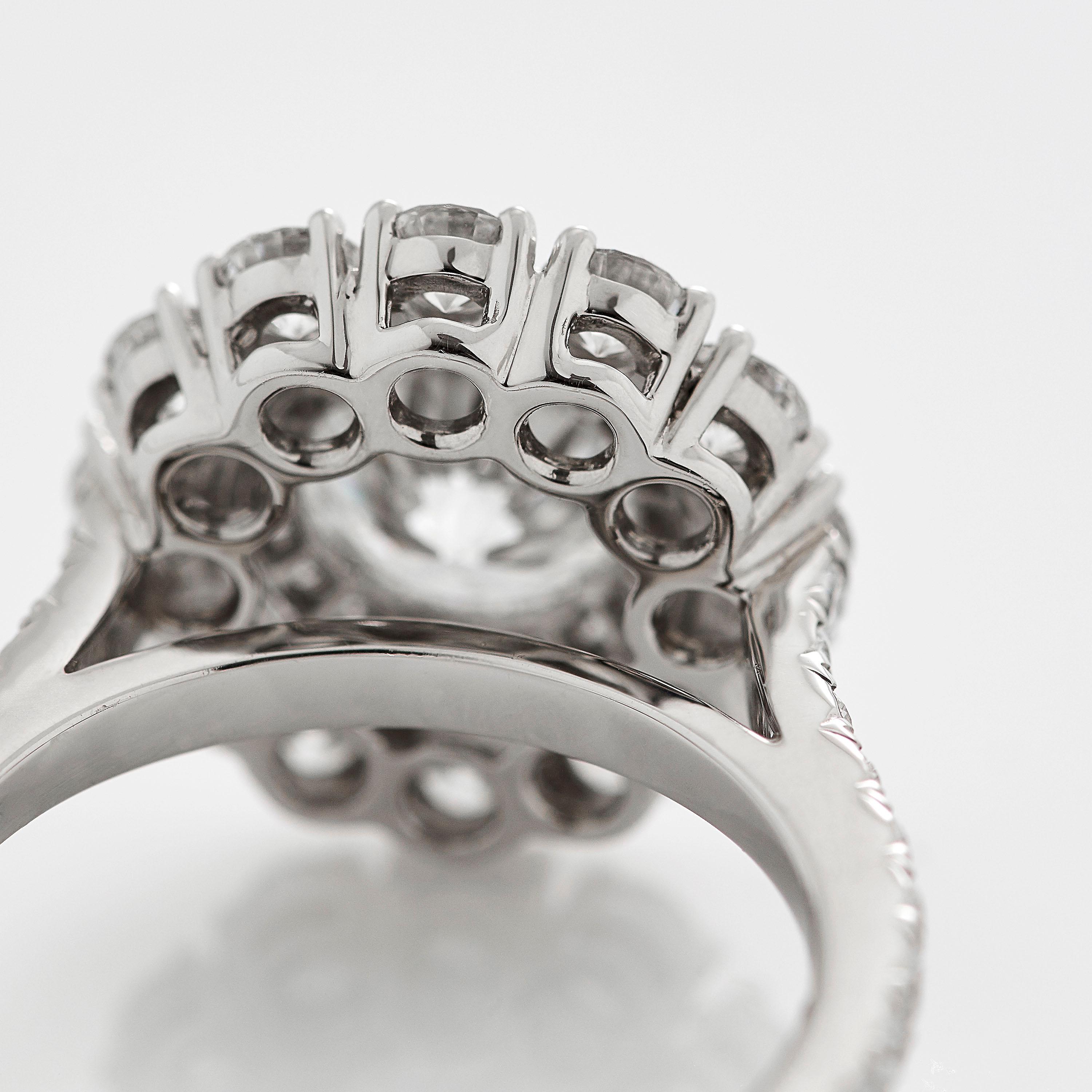 Women's or Men's Garrard 'Harmony' Platinum Round White Diamond GIA 3.22 Karat Engagement Ring
