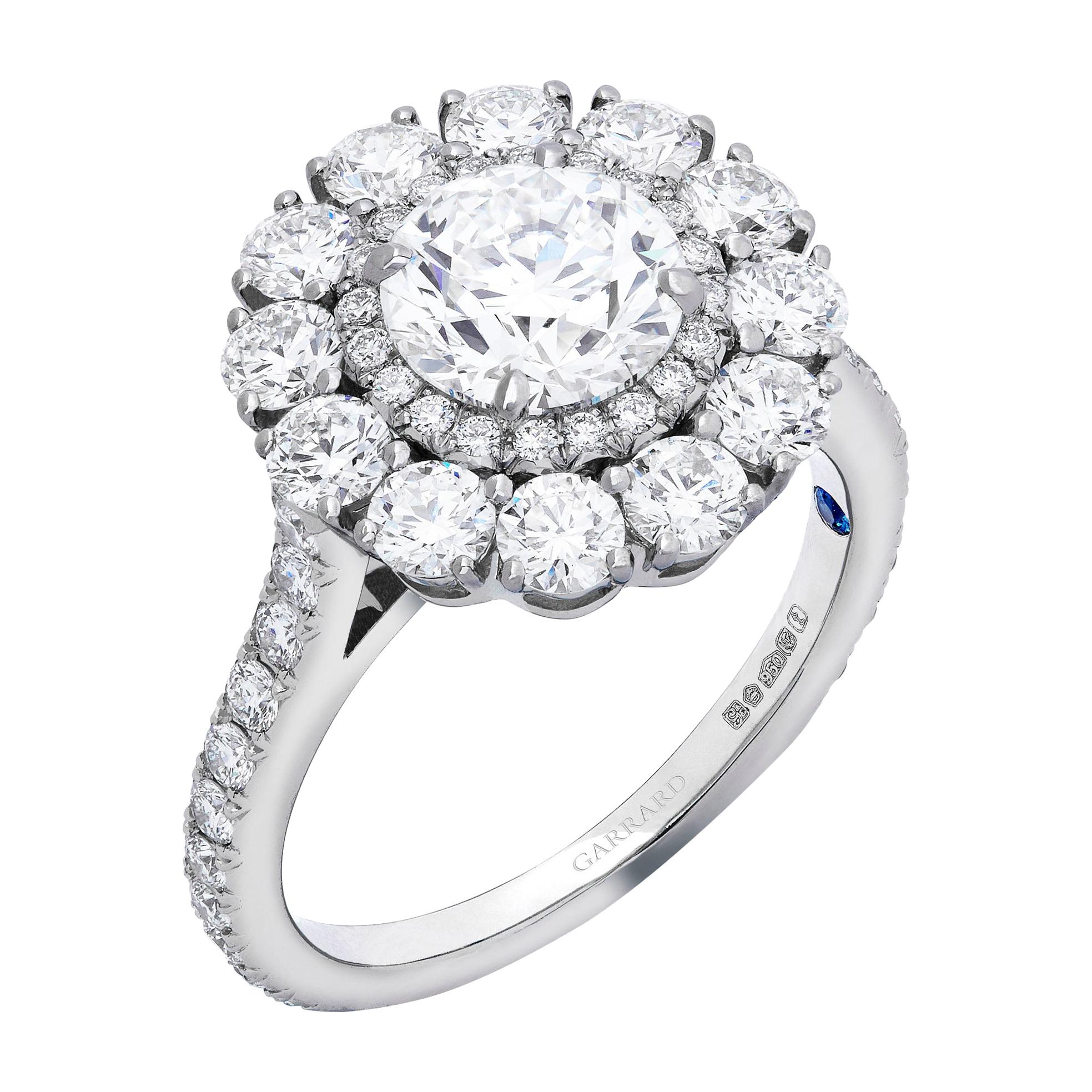 Garrard 'Harmony' Platinum Round White Diamond GIA 3.22 Karat Engagement Ring