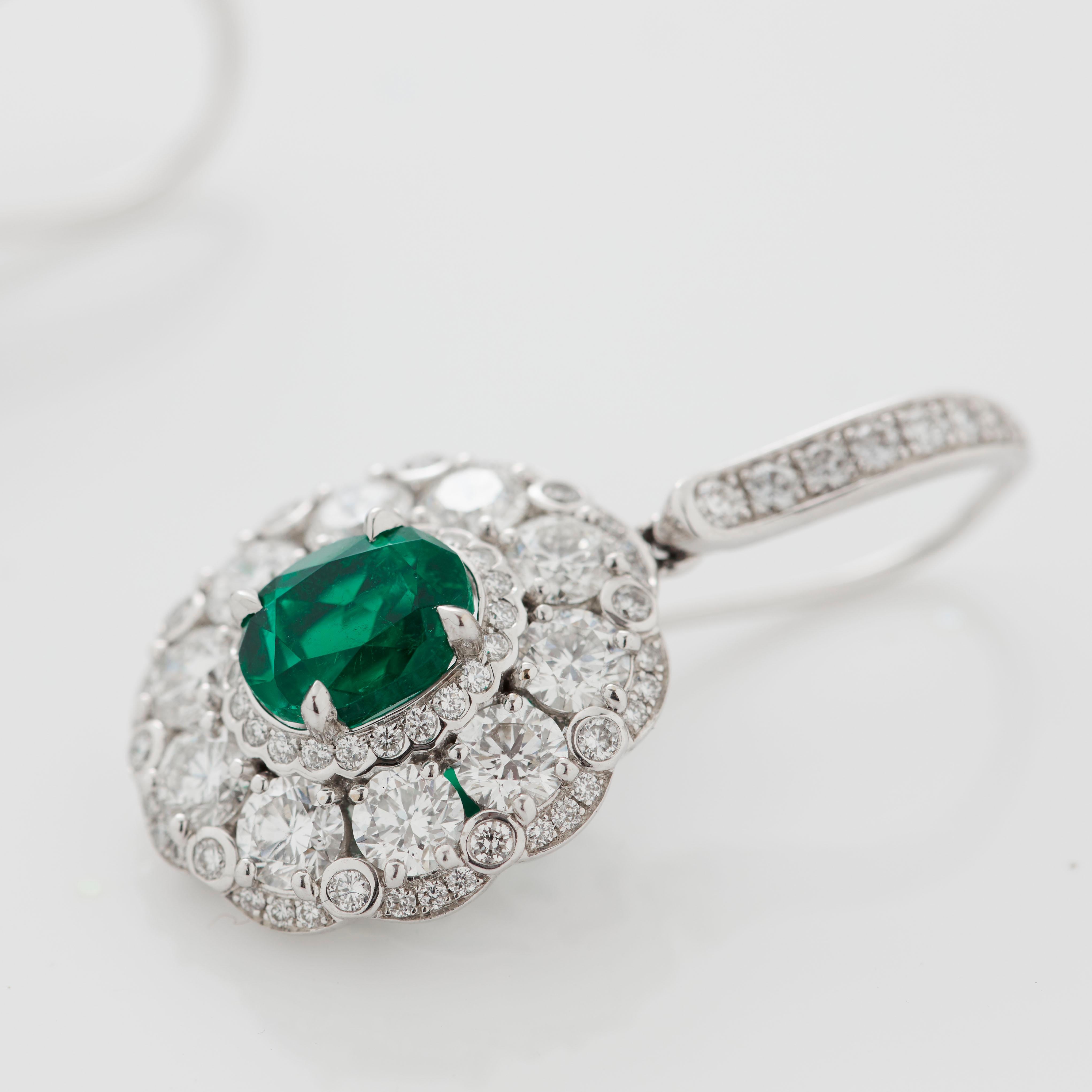 Garrard 'Jewelled Vault' 18 Karat White Gold Emerald and White Diamond Earrings For Sale 4