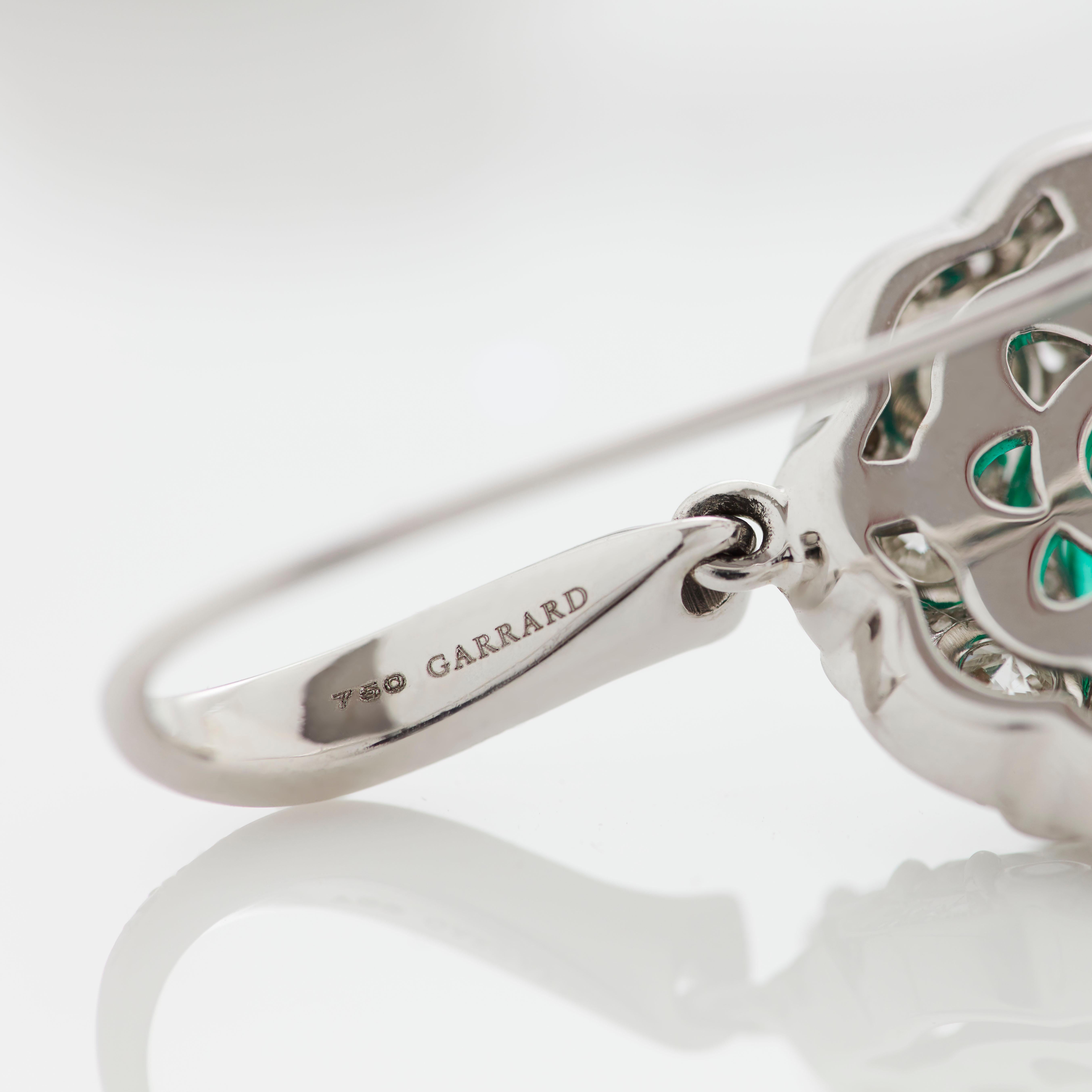 Garrard 'Jewelled Vault' 18 Karat White Gold Emerald and White Diamond Earrings For Sale 1