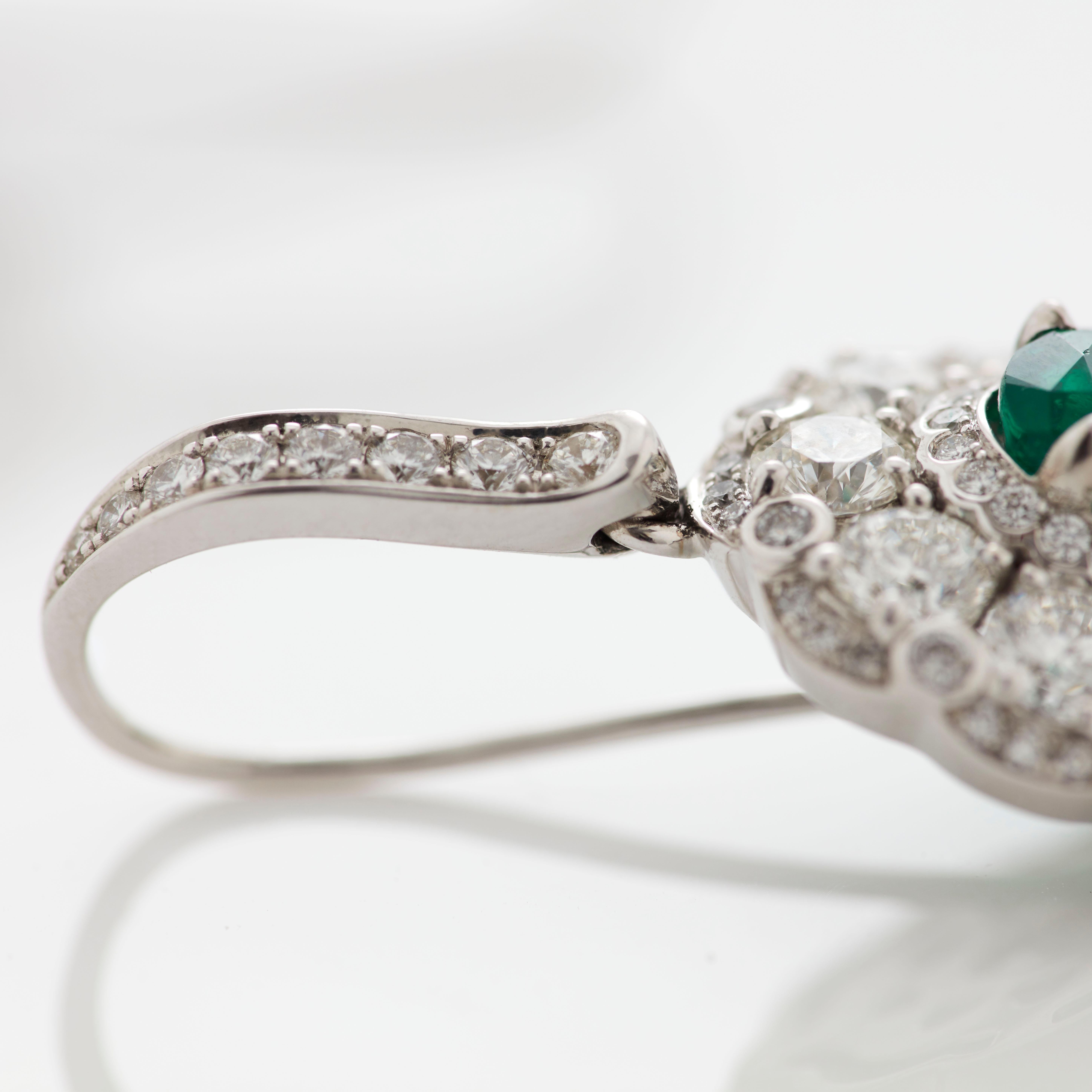 Garrard 'Jewelled Vault' 18 Karat White Gold Emerald and White Diamond Earrings For Sale 3