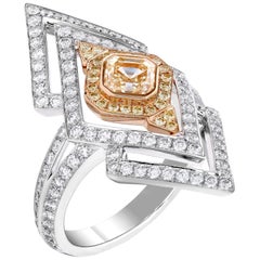 Garrard 
Kensington Suite
 18 Karat White Gold Asscher Cut Yellow 
Diamond Ring