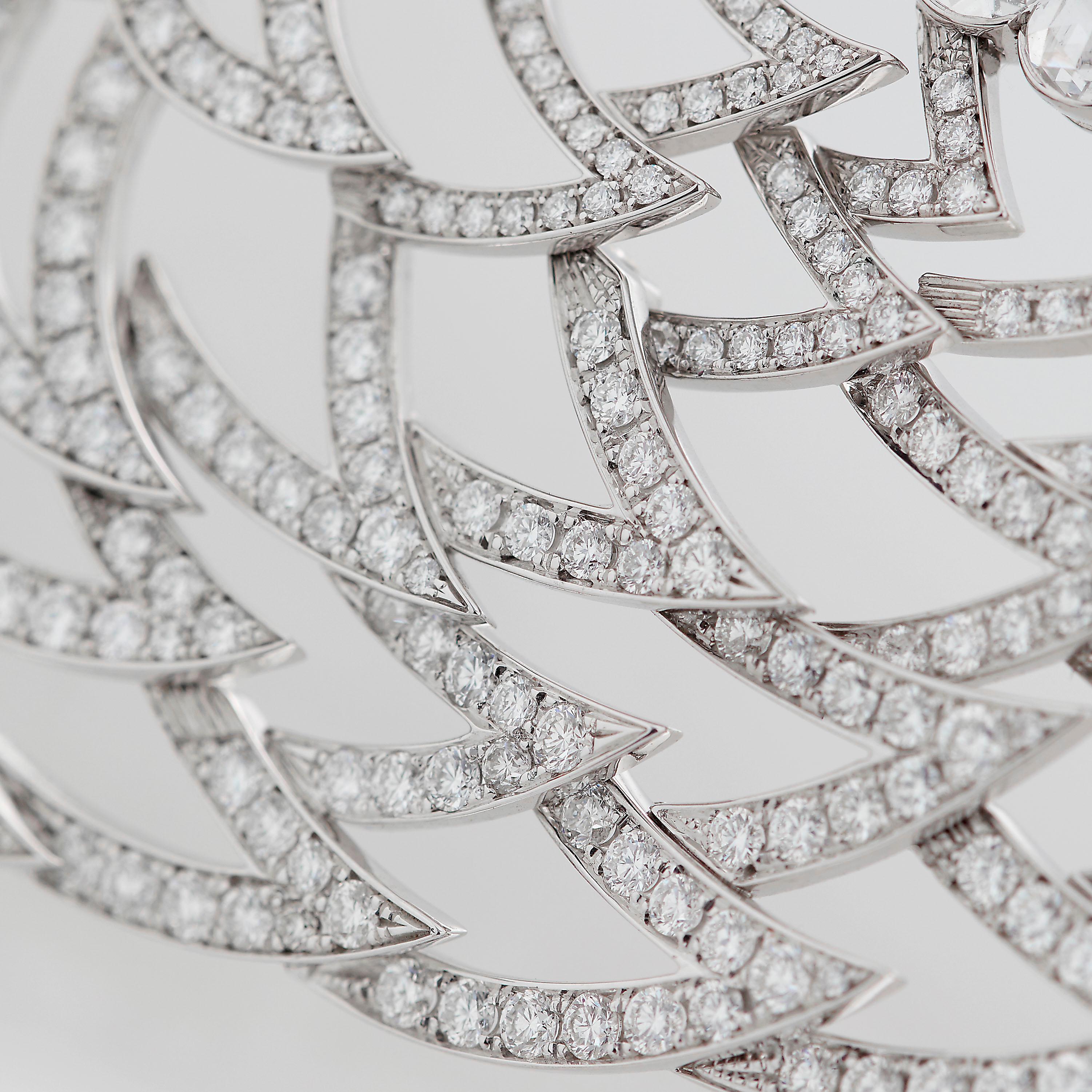Women's or Men's Garrard 'Laurel Tiara' 18 Karat White Gold White, Rose Cut & Briolette Diamond For Sale