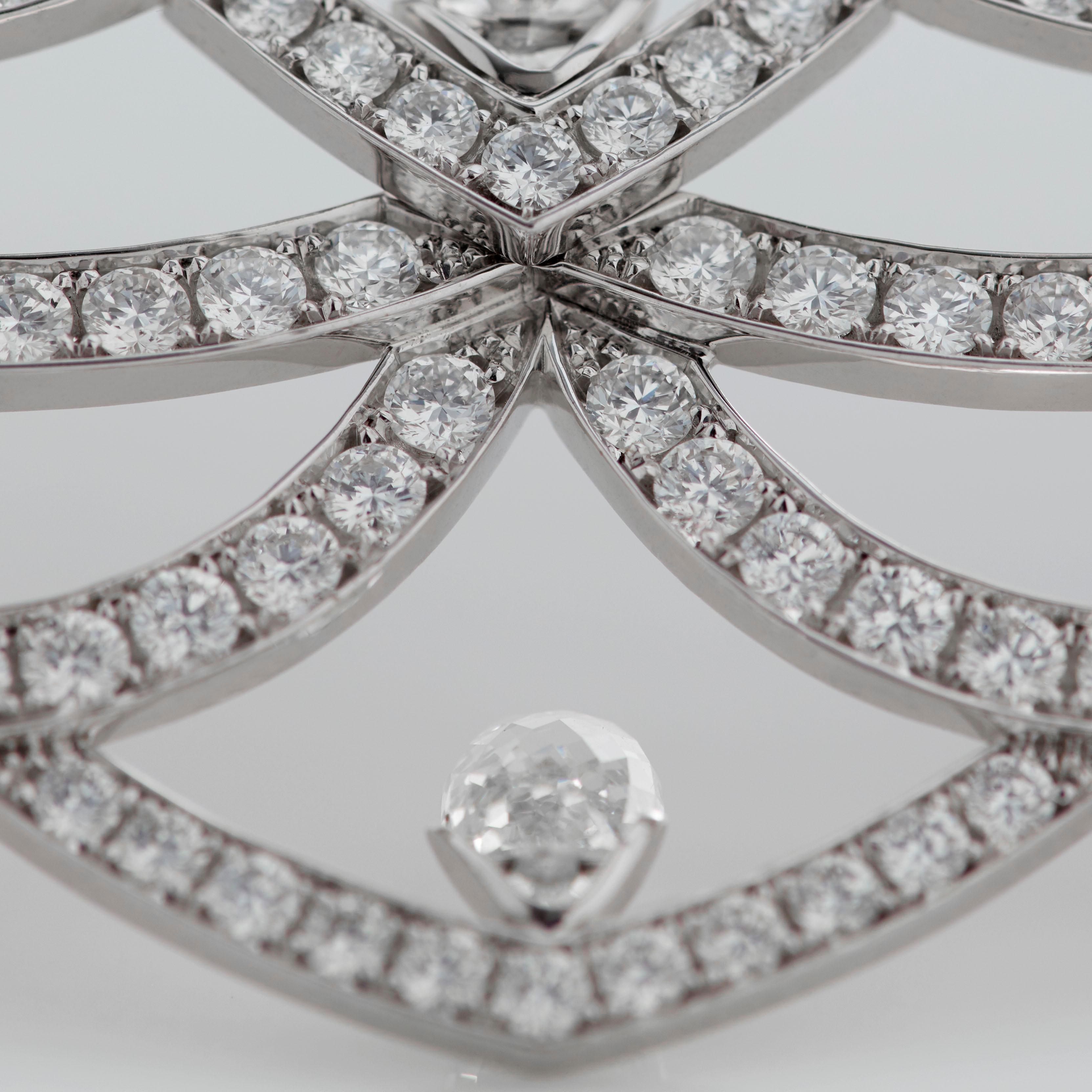 Garrard 'Laurel Tiara' 18 Karat White Gold White, Rose Cut & Briolette Diamond For Sale 1