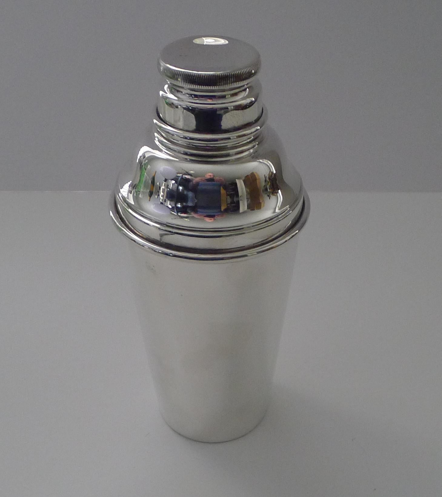 Mid-20th Century Garrard, London, Art Deco Silver Plated Cocktail Shaker