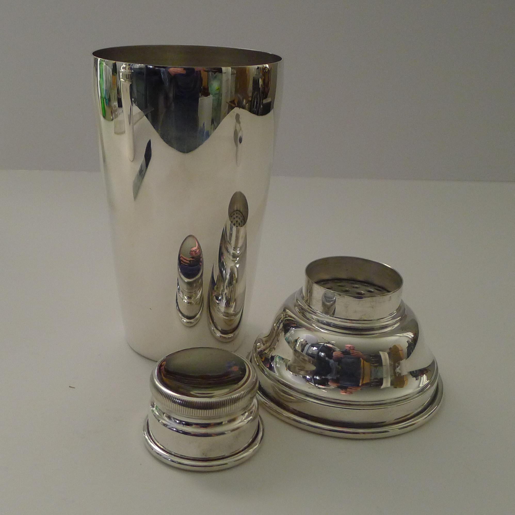 Garrard, London, Art Deco Silver Plated Cocktail Shaker 4