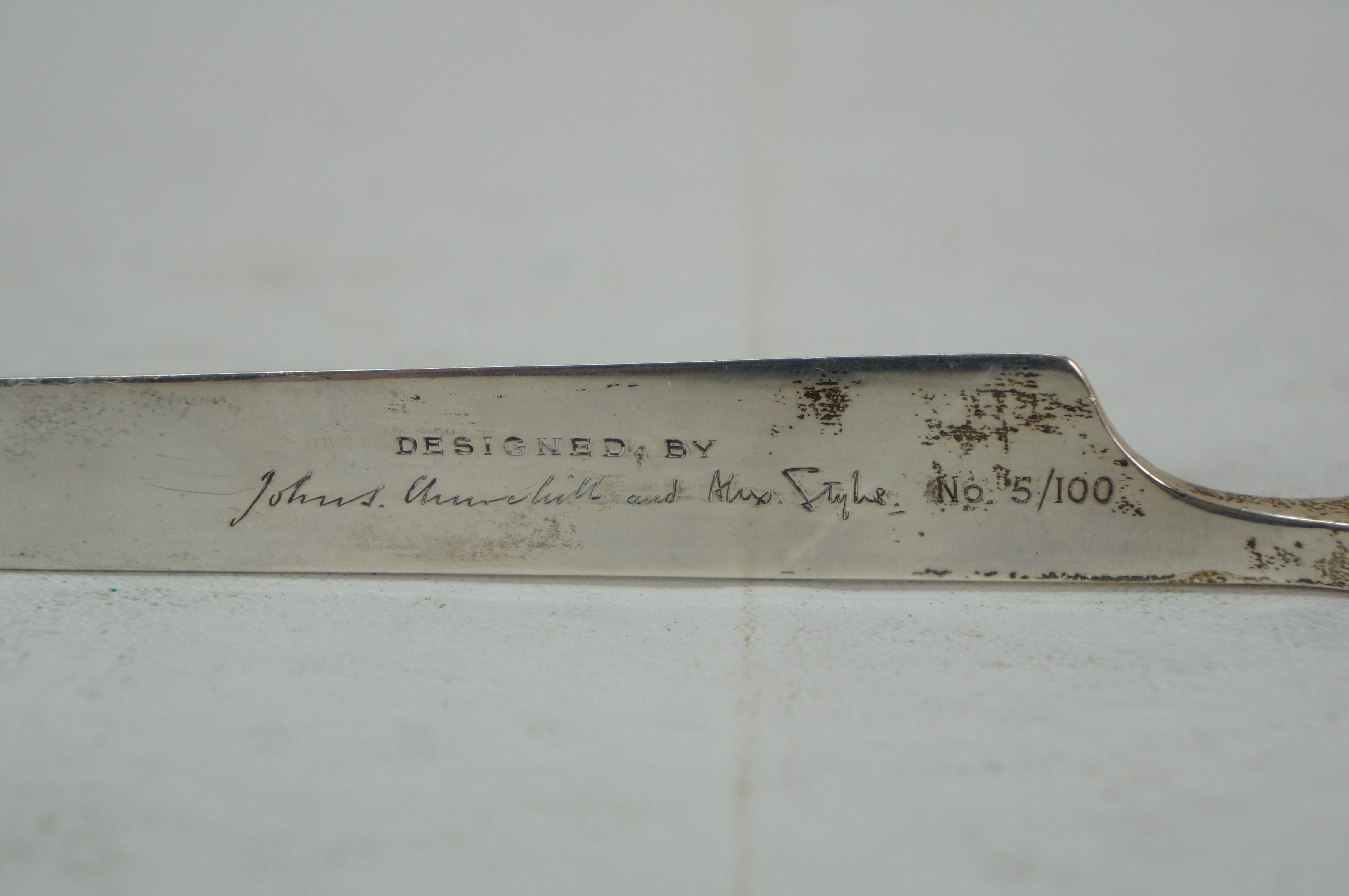 Garrard London Winston Churchill Sterling Silver Coin Letter Opener Paper Knife For Sale 1