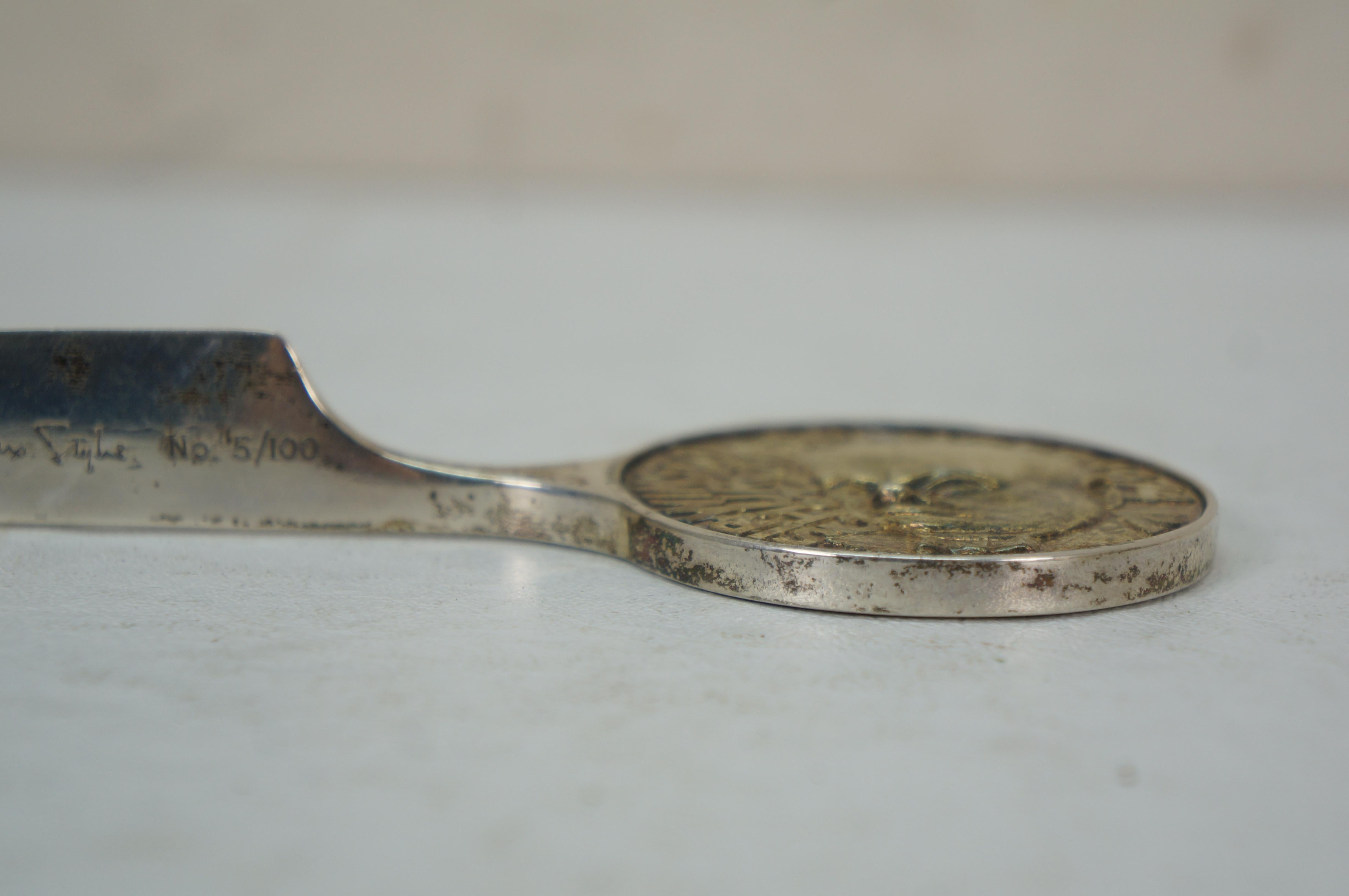 Garrard London Winston Churchill Sterling Silver Coin Letter Opener Paper Knife For Sale 2