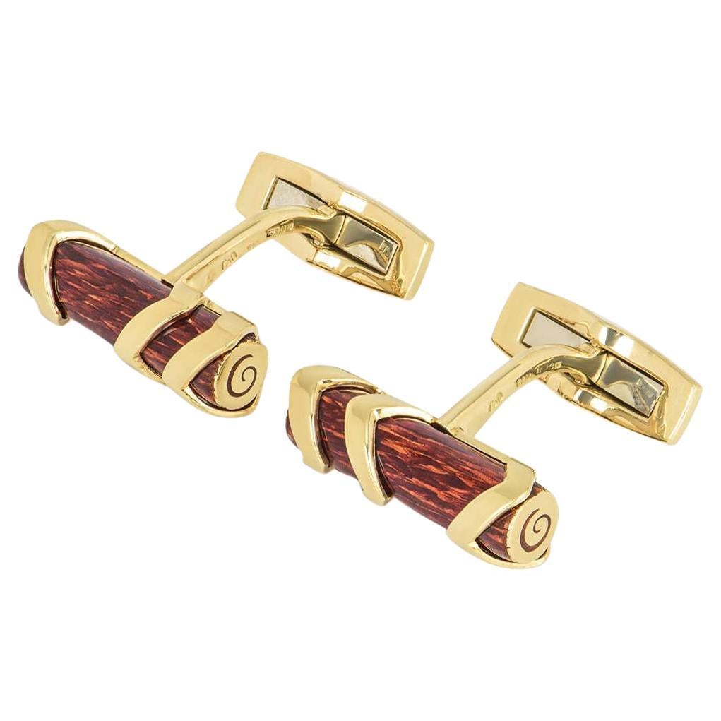 Garrard Mahogany Enamel and Gold Cufflinks For Sale