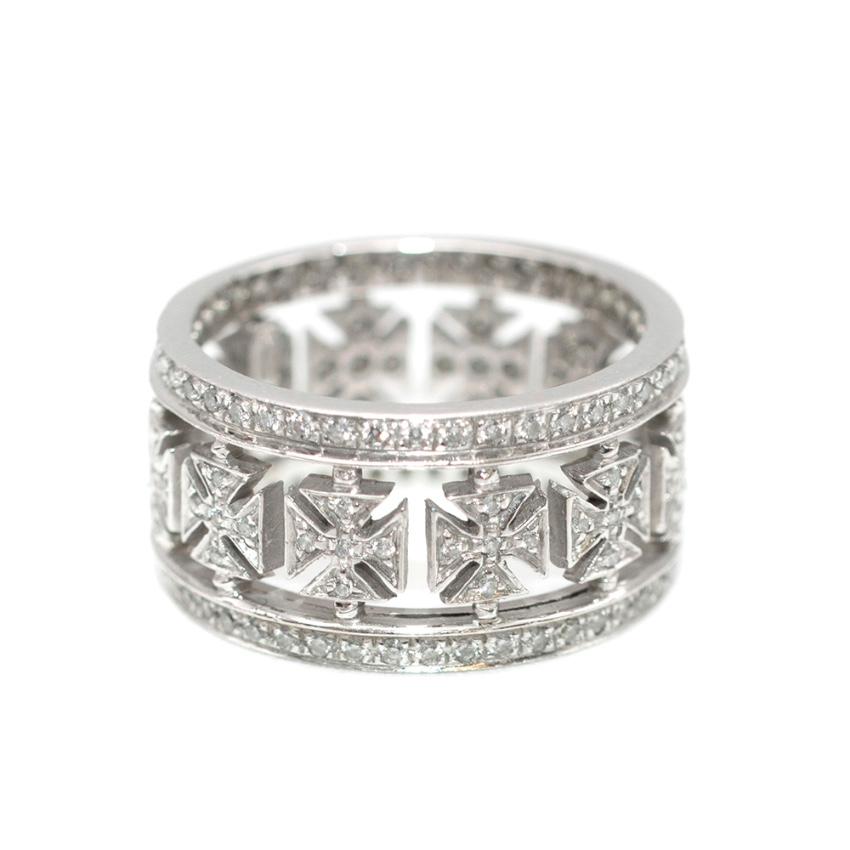 Garrard Maltese Cross Diamond Ring in White Gold

-White gold body
-intricate Maltese cross cutout detail
-Pave Diamond Set
-Box included

Please note, these items are pre-owned and may show signs of being stored even when unworn and unused. This is