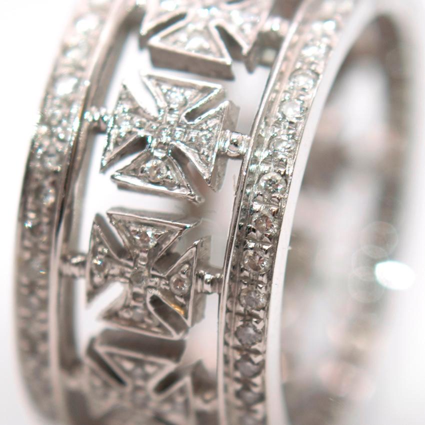 Round Cut Garrard Maltese Cross Diamond Ring in White Gold - Size 6