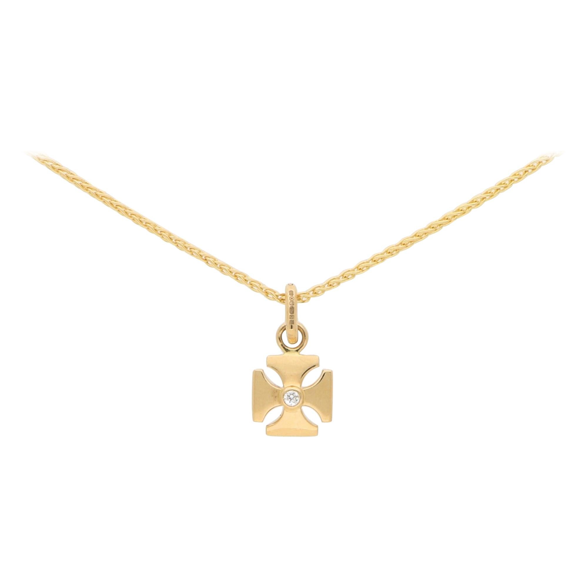 Garrard Maltese Diamond Cross Pendant/Charm in 18 Carat Yellow Gold