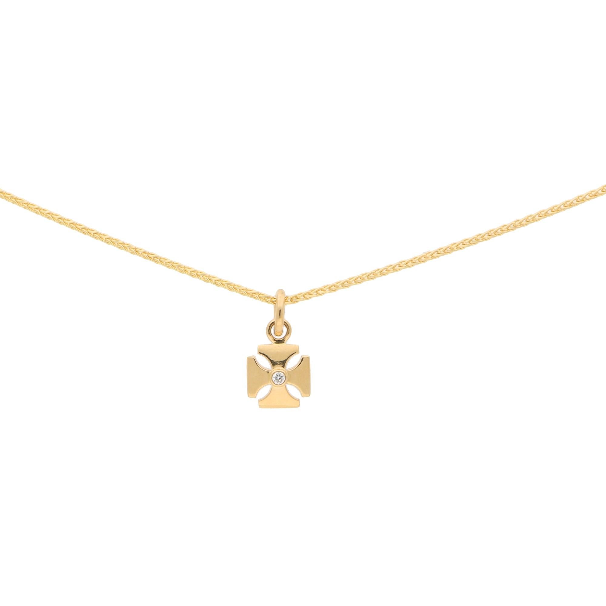 Garrard Maltese Diamond Cross Pendant/Charm in 18 Carat Yellow Gold In Good Condition In London, GB