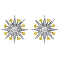 Garrard 'Muse' 18 Karat White Gold White and Yellow Diamond Starlight Earrings