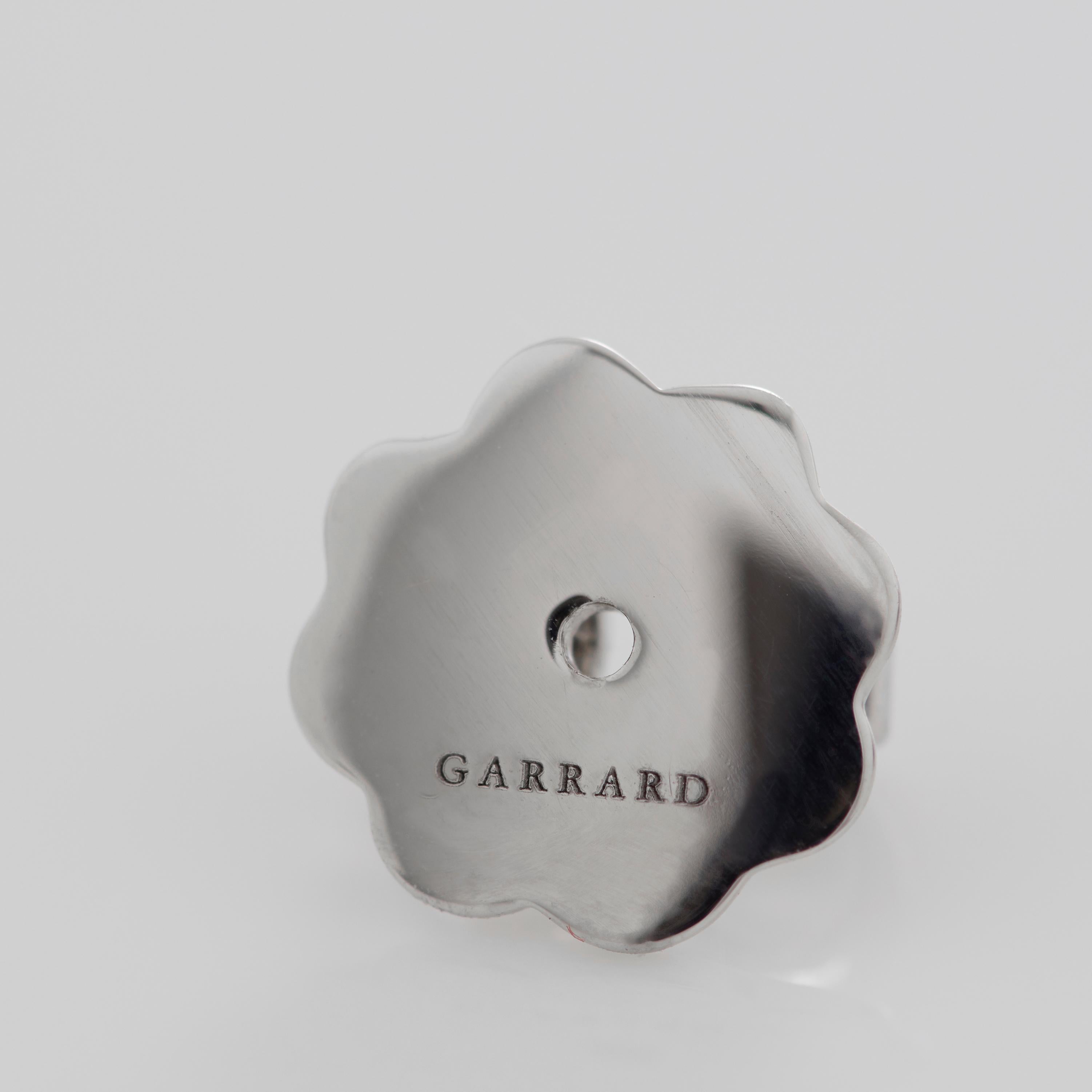 Garrard 'Muse' 18 Karat White Gold, White Diamond and Sapphire Filigree Earrings For Sale 2