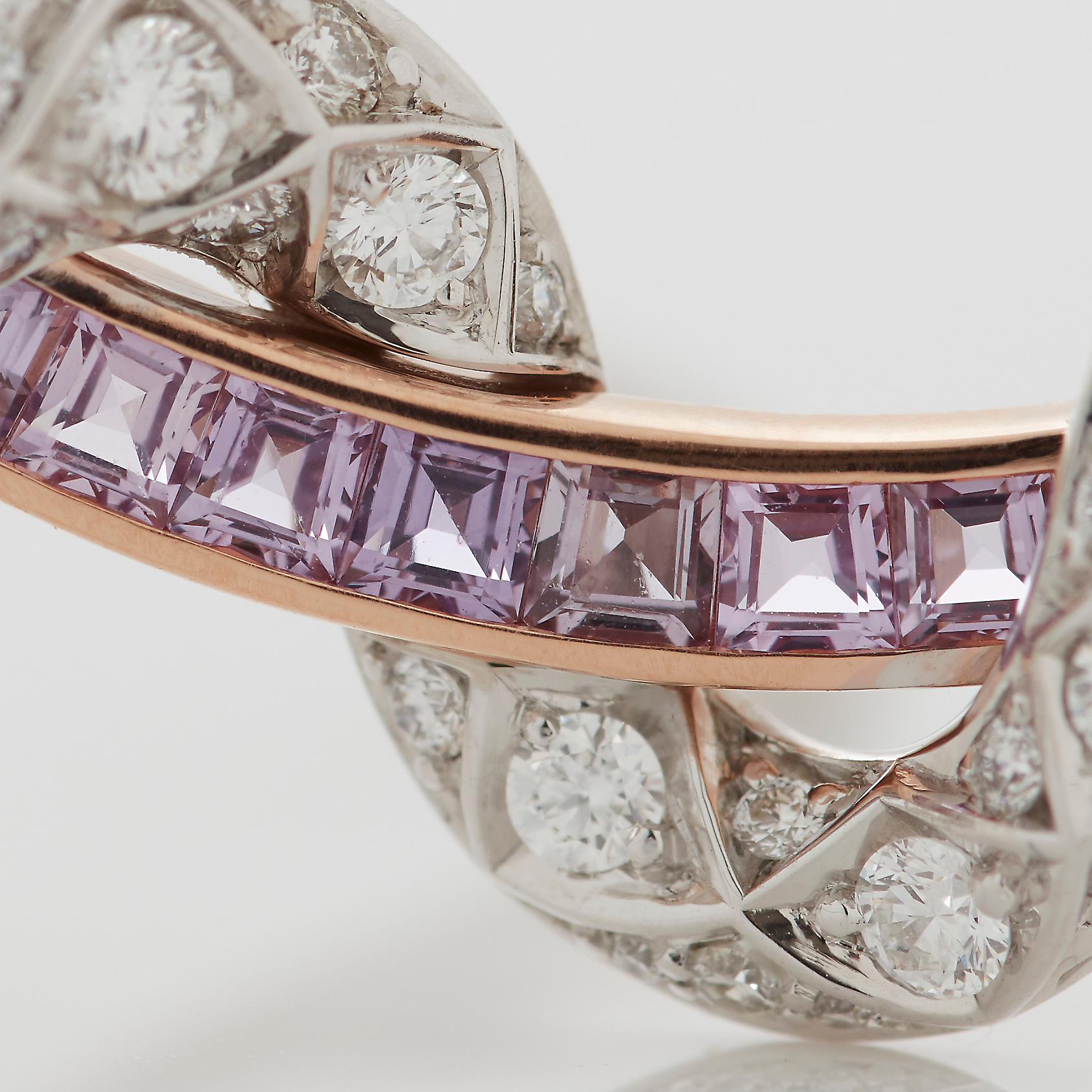 Garrard 'Muse' Serpent 18 Karat Gold Diamond and Purple Sapphire Ear Climbers For Sale 2