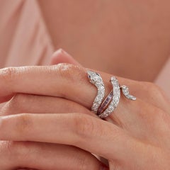 Garrard 'Muse' Serpent 18 Karat White Gold Diamond and Purple Sapphire Ring