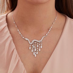 Garrard 'Muse' Serpent 18 Karat White Gold White Diamond Necklace