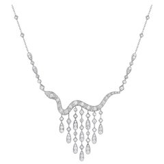 Garrard 'Muse' Serpent 18 Karat White Gold White Diamond Necklace