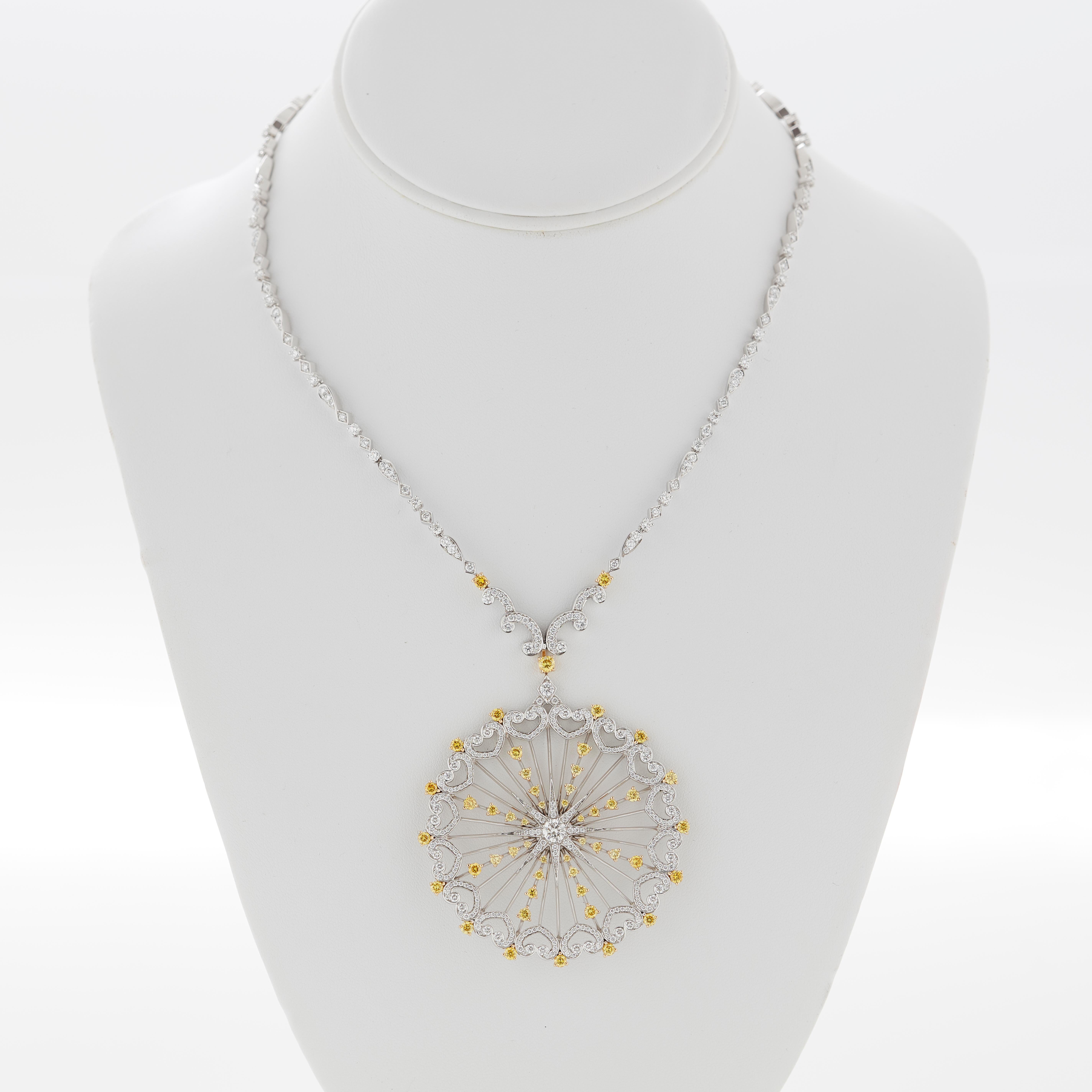 Modern Garrard 'Muse Starlight' 18 Karat White Gold White and Yellow Diamond Necklace For Sale