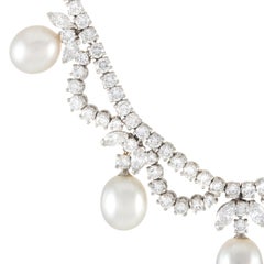Garrard Platinum 14.50 Carat Diamond and Pearl Necklace
