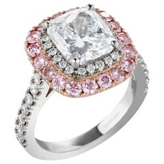 Garrard Platin 3::06 Karat DVS1 GIA Diamant Verlobungsring Rosa Pave Surround