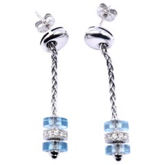 Garrard Regal 18 Karat White Gold Diamond and Aquamarine Earrings